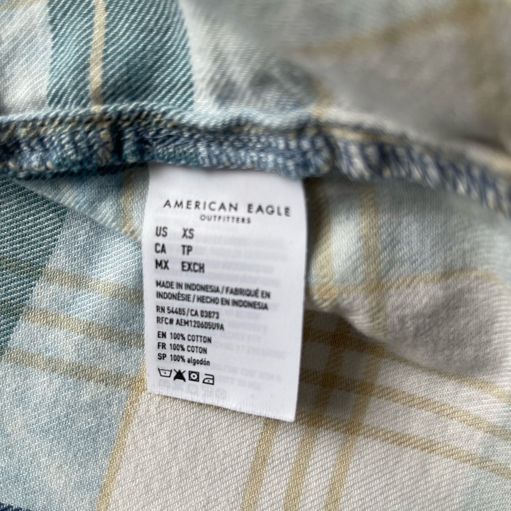 American Eagle Outfitters Oversized Hooded Flannel Shirt XS - Picture 5 of 9